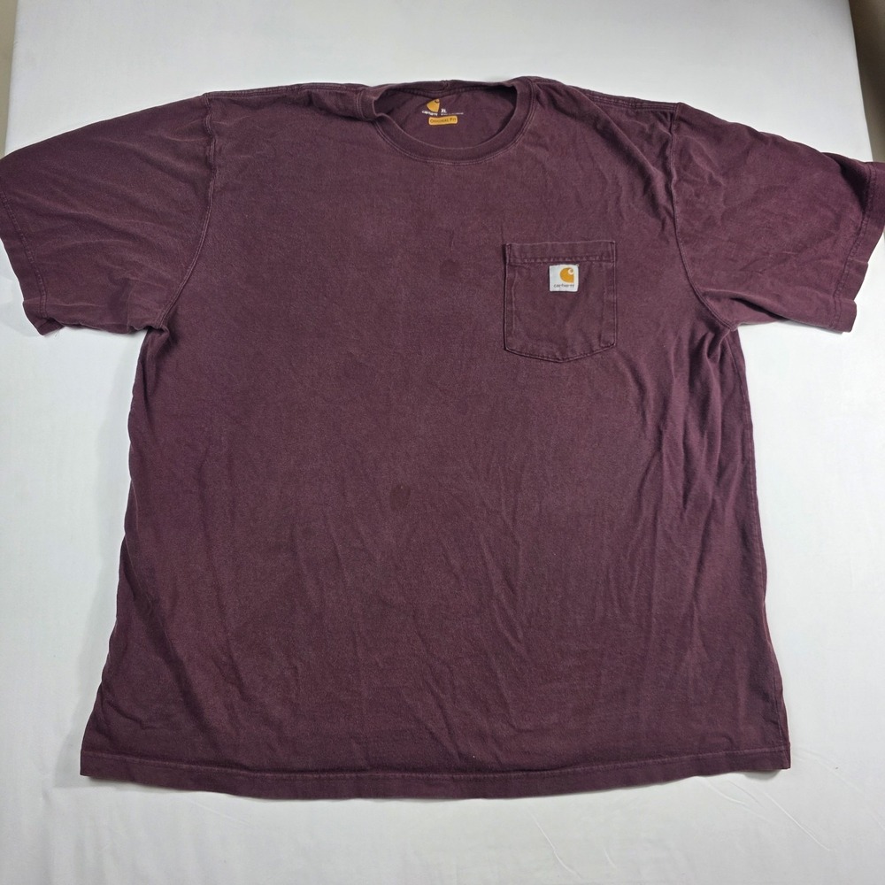 Carhartt K87 Pocket T Shirt Mens XL Port Red Maroon Short Sleeve Heavy Cotton